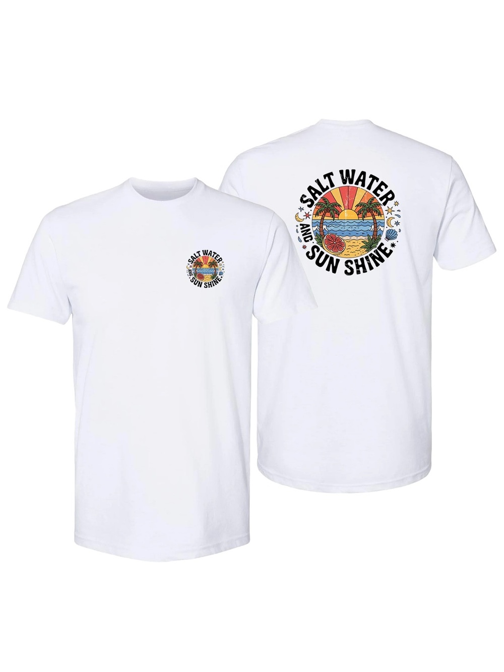 Men’s Salt Water and sunshine Cotton T-Shirt White